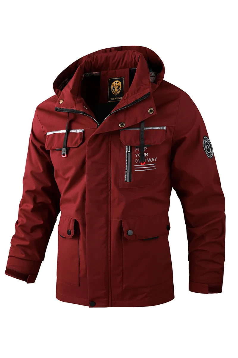 Men’s Waterproof Winter Jacket with Hood and Warm Lining